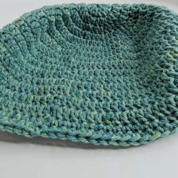 Skull Cap Army Green Beanie Hat Handmade Crochet Hand Knit Soft Warm Size OS - Picture 5 of 7